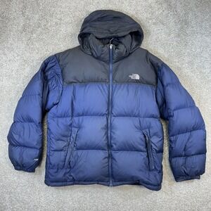 The North Face Nuptse 700 Puffer Jacket Mens XL Navy Blue Black Goose Down Fill